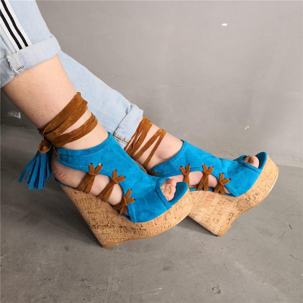 Gladiatorki na koturnie 2 kolory - obrazek 6