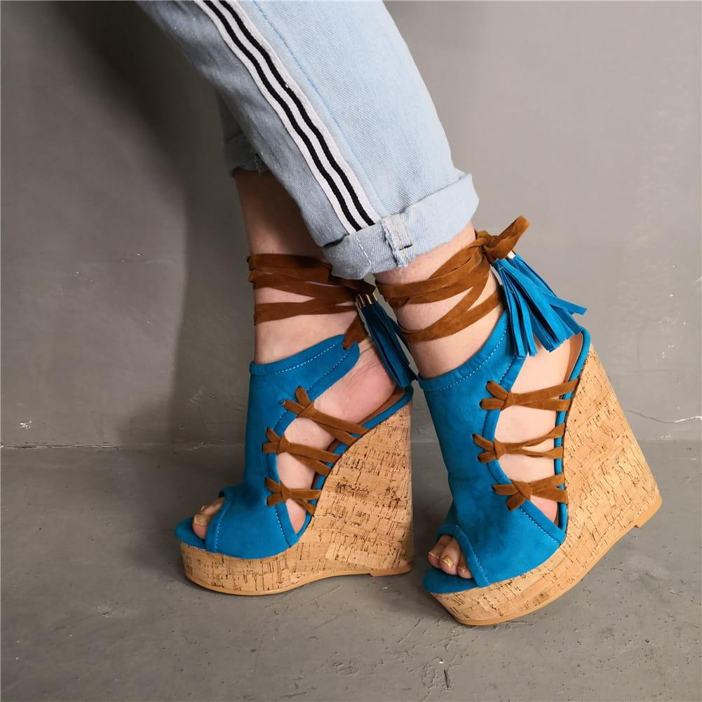 Gladiatorki na koturnie 2 kolory - obrazek 7