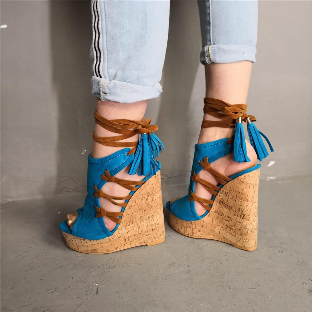 Gladiatorki na koturnie 2 kolory - obrazek 9