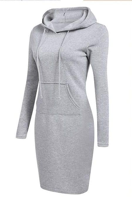 Długa bluza z kapturem sukienka - obrazek 2