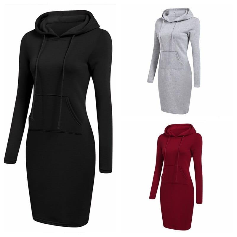 Długa bluza z kapturem sukienka - obrazek 18