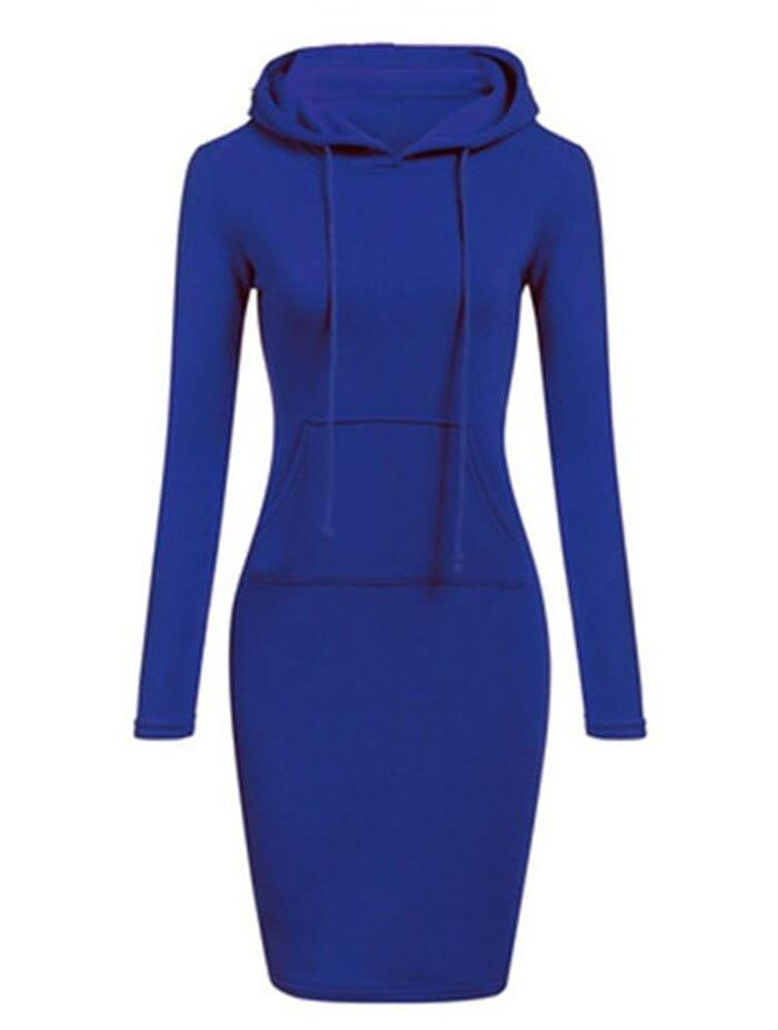 Długa bluza z kapturem sukienka - obrazek 8