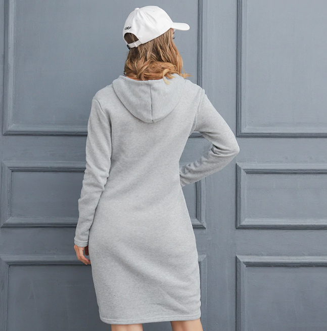 Długa bluza z kapturem sukienka - obrazek 12