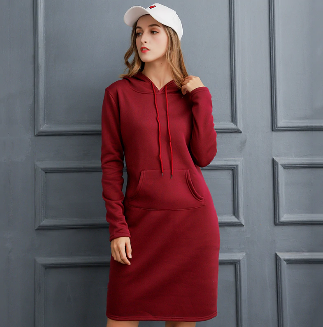 Długa bluza z kapturem sukienka - obrazek 13