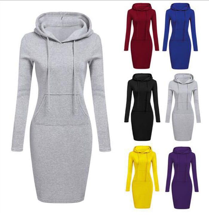 Długa bluza z kapturem sukienka - obrazek 17