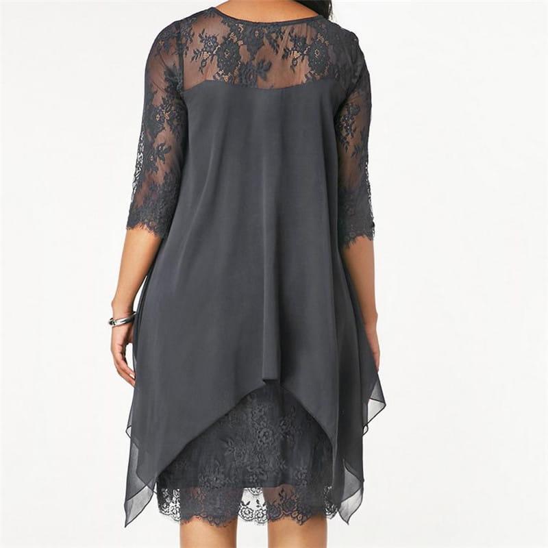 Sukienka z szyfonem i koronką plus size - obrazek 8