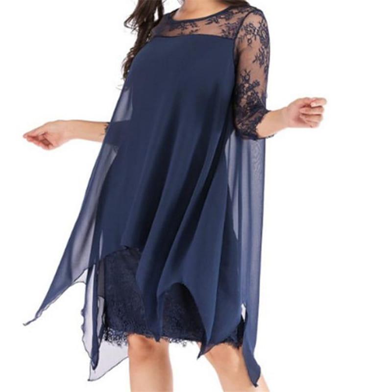 Sukienka z szyfonem i koronką plus size - obrazek 9