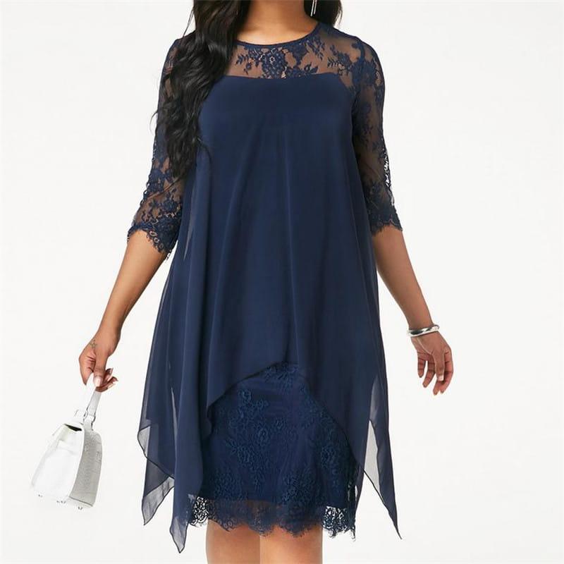 Sukienka z szyfonem i koronką plus size - obrazek 10