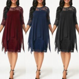 Sukienka z szyfonem i koronką plus size