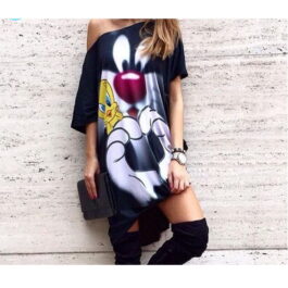 Luźna tunika nadruk kreskówka