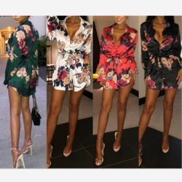 Satynowa koszula bluzka w kwiaty