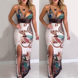 Letnia sukienka pawie pióro