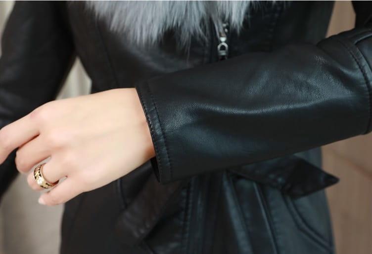 Płaszcz PU z futerkiem - obrazek 12