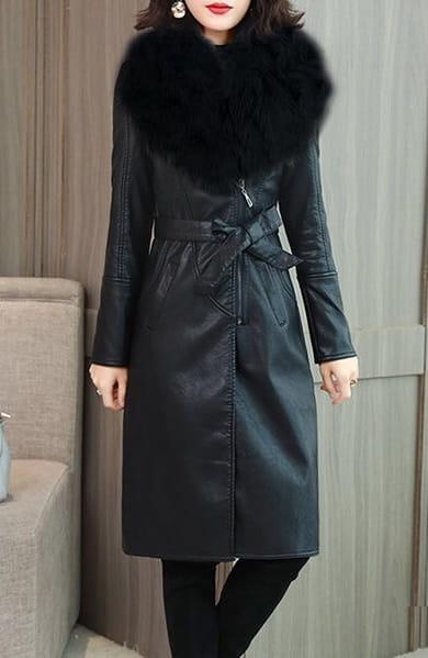 Płaszcz PU z futerkiem - obrazek 6