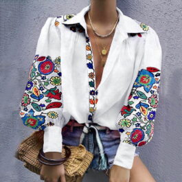 Bluzka koszula z nadrukiem etno