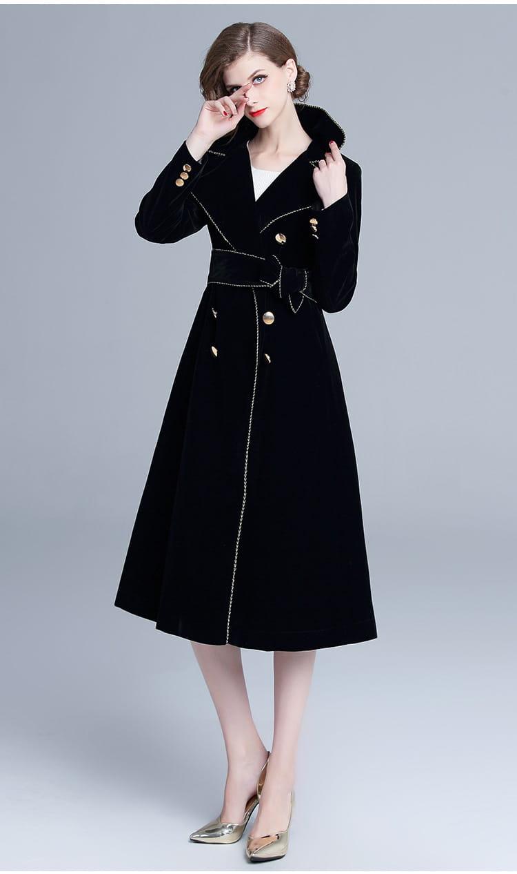 Czarny płaszcz trencz - obrazek 9