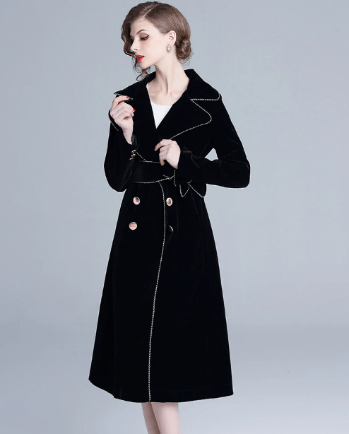 Czarny płaszcz trencz - obrazek 7