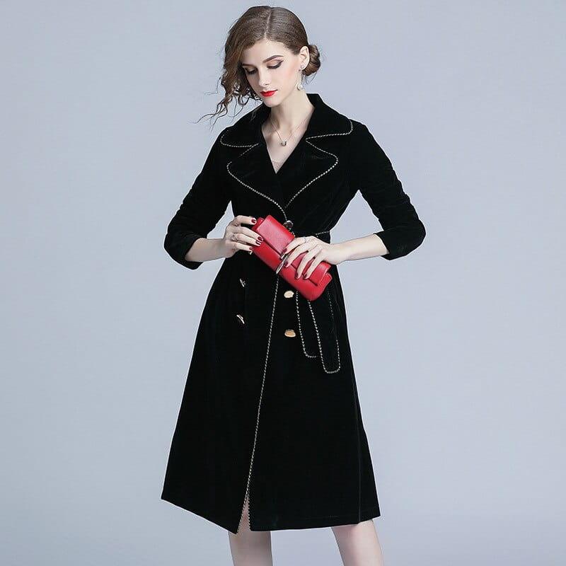 Czarny płaszcz trencz - obrazek 5