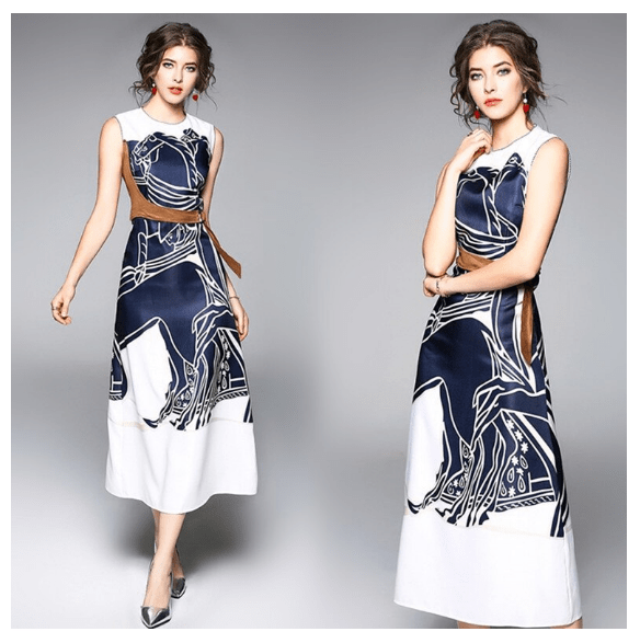 Sukienka bez rękawów drukowana - obrazek 2