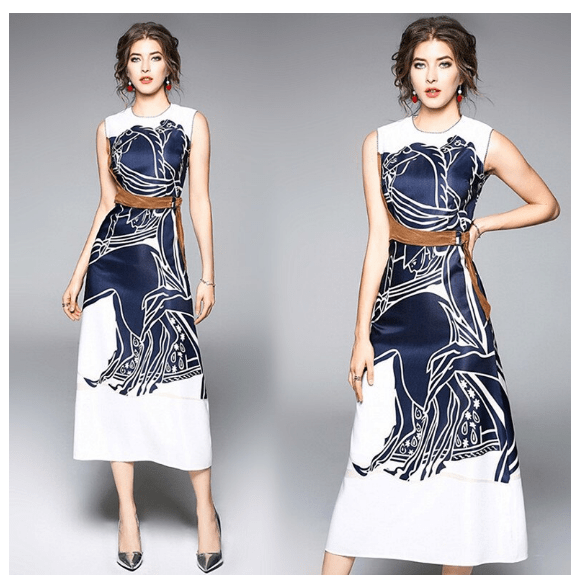 Sukienka bez rękawów drukowana