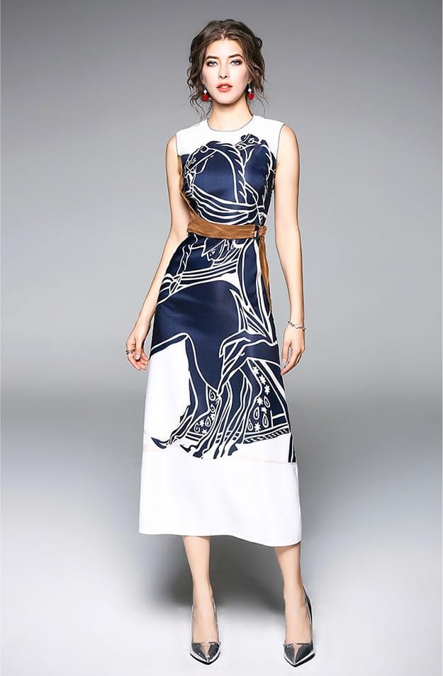 Sukienka bez rękawów drukowana - obrazek 4