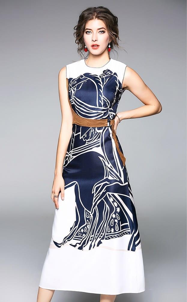Sukienka bez rękawów drukowana - obrazek 3