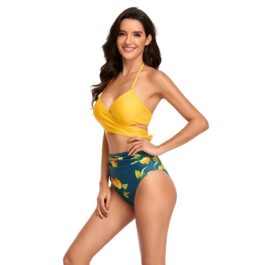Wiązane bikini z wysoką talią yellow