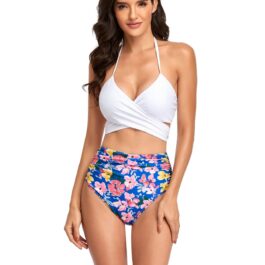 Wiązane bikini z wysoką talią white