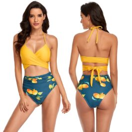 Wiązane bikini z wysoką talią yellow