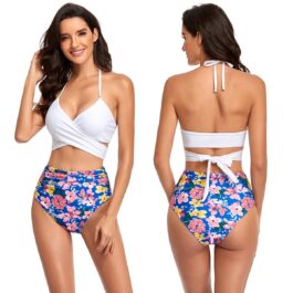 Wiązane bikini z wysoką talią white