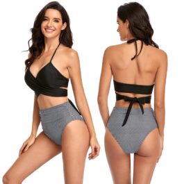 Wiązane bikini z wysoką talią black