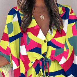 Krótka sukienka tunika wiązana w pasie