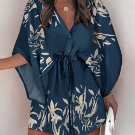 Krótka sukienka tunika wiązana w pasie