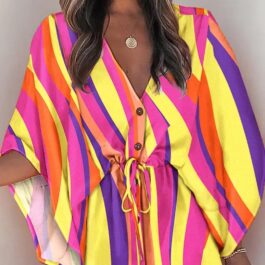 Krótka sukienka tunika wiązana w pasie