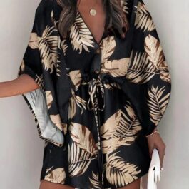 Krótka sukienka tunika wiązana w pasie