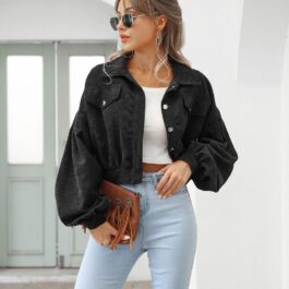 Sztruksowa kurtka bluza z szerokimi rękawami