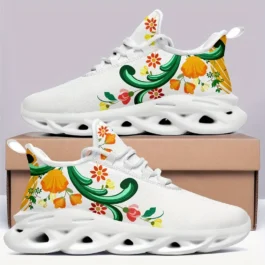 Trampki z etnicznym wzorem białe